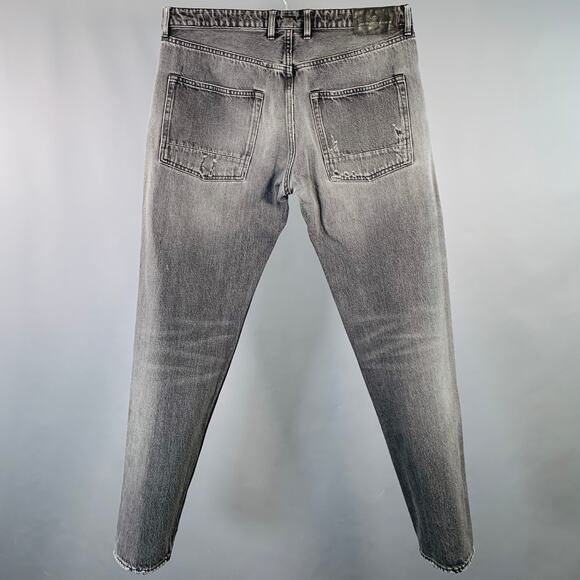 GOLDEN GOOSE Size M Grey Cotton Tapered Distressed Jeans - Picture 3 of 9